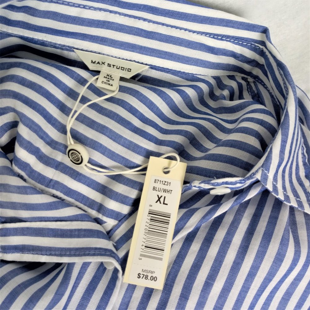 Max Studio Button Down Long Sleeve Button-Fold Shi - Picture 7 of 7